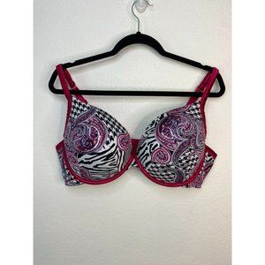 Cacique women's‎ 44D red paisley patterned underwire padded bra